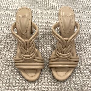 Alexandre Birman Vicky 90mm Leather Knot Slide Sandals size 36 or 6 tan.